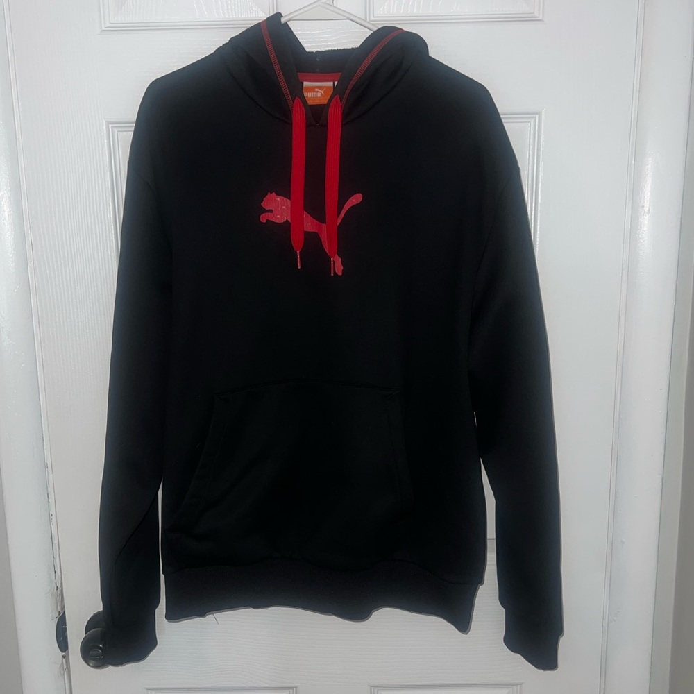 Puma Men's Black Hoodie with Red Accents